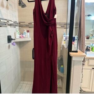 Elegant Burgundy Gown with Slit